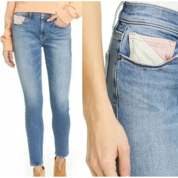 Frame Le Skinny De Jeanne Willow Spring Colorful Pocket Jeans Size 27 - Picture 1 of 9